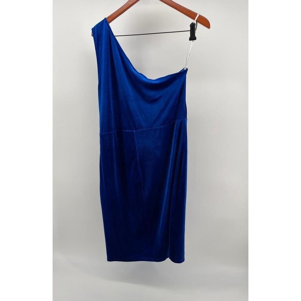 Lulus Royal Blue Velvet One Shoulder Cowl Neck Cocktail Dress XL